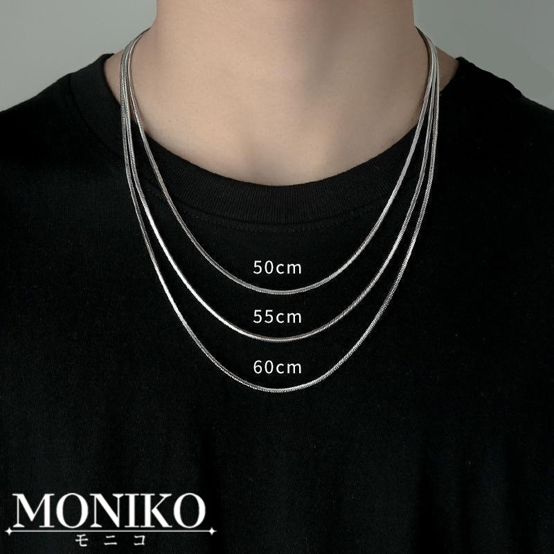 MONIKO สร้อยคอโซ่ลายงูสแตนเลส ขนาด 50/55/60 ซม. ใช้ได้ทั้งชายและหญิง ทันสมัย ​​ไม่ก่อให้เกิดอาการแพ้ และสีไม่ตก