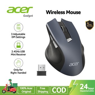 Acer Wireless Mouse, 6 Silent Buttons, 2.4G with USB Mini Receiver, 3 Level DPI Setting 1600DPI,Ambidextrous Applies to PC / Mac /Linux