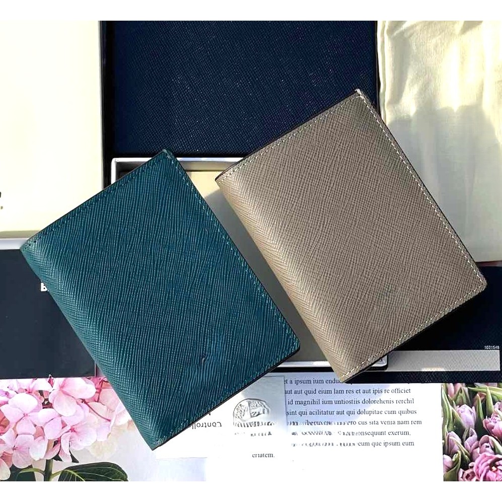สินค้าใหม่ Express กระเป๋าสตางค์หนังแท้ Mens Card Holder Snap-On Style