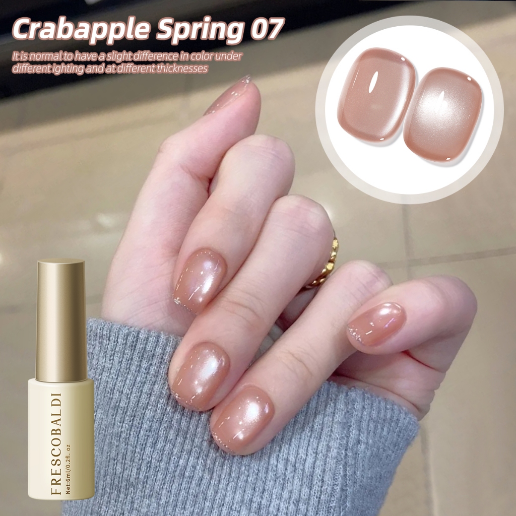 FRESCOBALDI 6ml สไตล์ใหม่สีชมพูสีส้ม Cat Eye Gel ยาทาเล็บติดทนนาน Shining เหมาะสําหรับร้านทําเล็บและ DIY