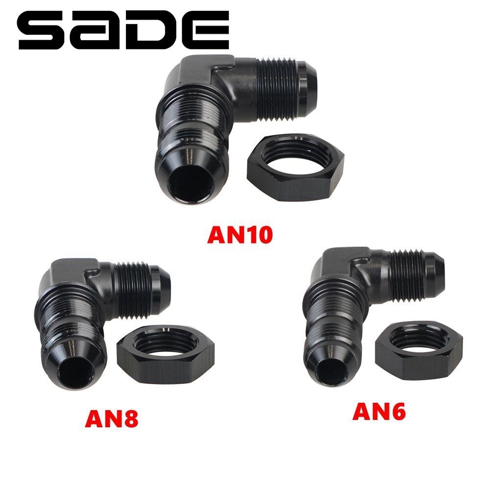 SADE An10 AN8 AN6 อะแดปเตอร์ข้อต่อตัวผู้ เป็นตัวผู้ 90 องศา พร้อมน็อต สําหรับ Tab หรือ Wirewall