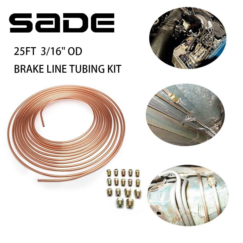 SADE ชุดท่อเบรกนิกเกิล ทองแดง OD 3/16 นิ้ว 25 ฟุต พร้อมท่อเบรกทองแดงชุบสังกะสี กันสนิม 16 ชิ้น