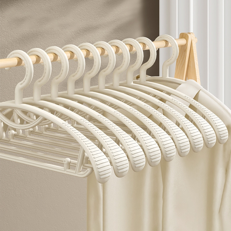 BOSHUO ไม้แขวนเสื้อ ไม้แขวนผ้า ไม้แขวนเสื้อขอบพลาสติก ที่แขวนเสื้อ ขอบกันลื่น ทนทาน Clothes Hanger