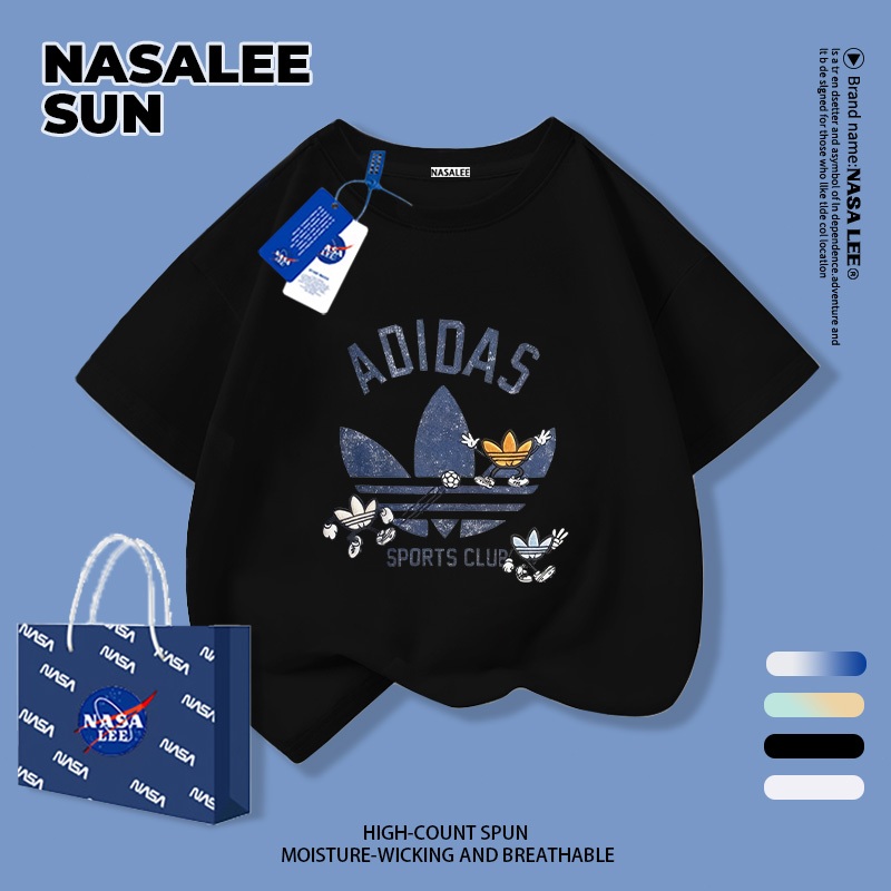 【จัดส่งวันเดียวกัน】ของขวัญวันเด็ก NASA เสื้อยืดผ้าฝ้ายสีขาวเด็ก สบาย ลวดลายใบไม้ทันสมัย สำหรับเด็กชายหญิงอายุ 3-16 ขวบ
