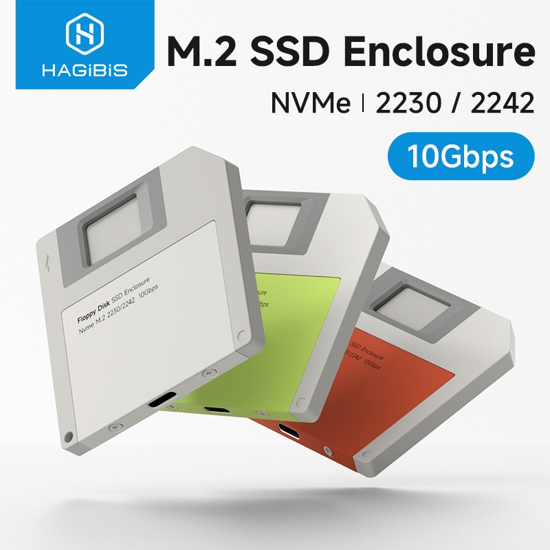 Hagibis M.2 2230 NVMe SSD Enclosure USB 3.2 Gen2 10Gbps Retro Floppy Disk M.2 2242 ภายนอก SSD สําหรับ iPhone 17 Pro แล็ปท็อป