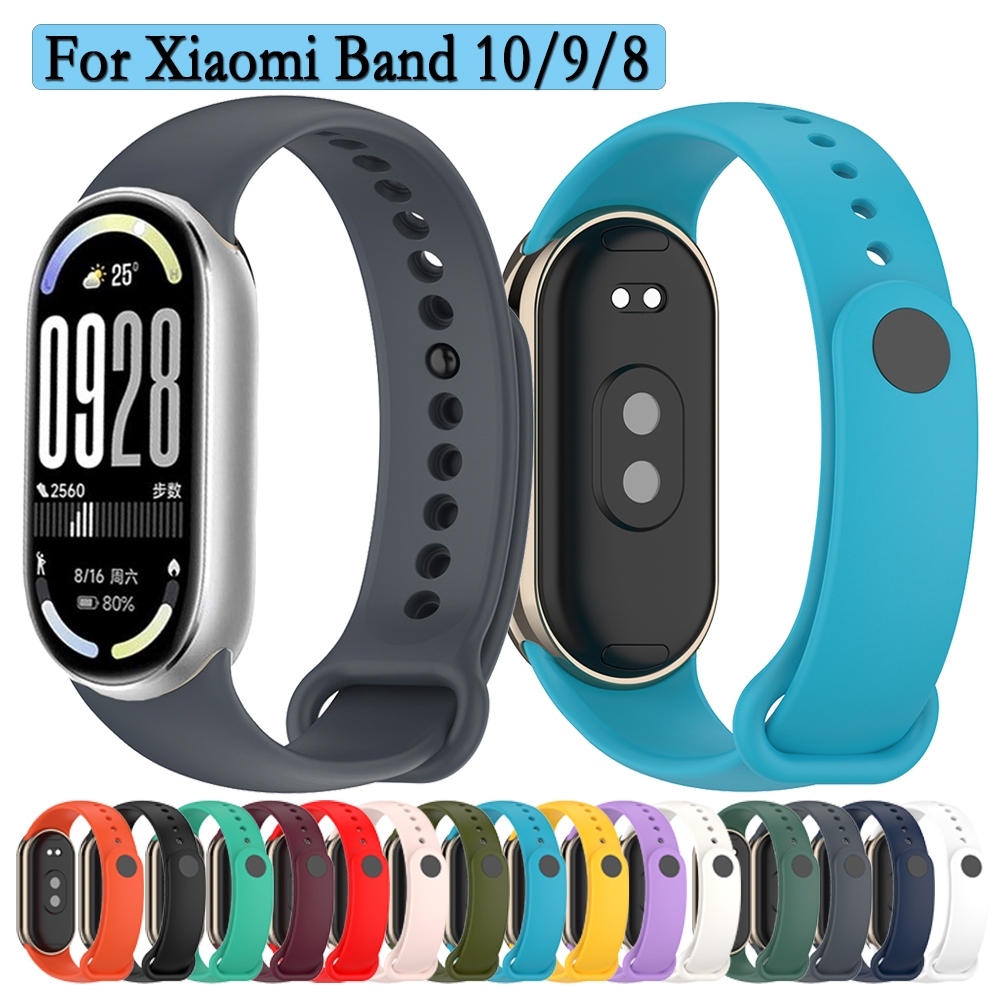 สายคล้องคอโลหะสําหรับ Xiaomi Band 10/9NFC/8NFC/8 ทนทานซิลิโคน Watchband สร้อยข้อมือกีฬาเปลี่ยนสายรัด