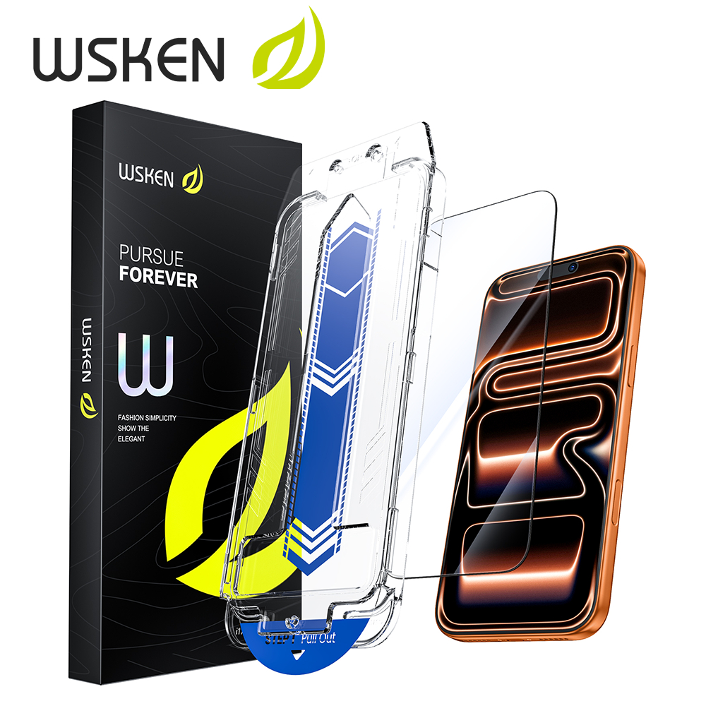 WSKEN No กระจกนิรภัย HD ขอบสีดําสําหรับ iphone 17ProMax/16/15/14/13/12/11 ตัวป้องกันหน้าจอ Bubble Free