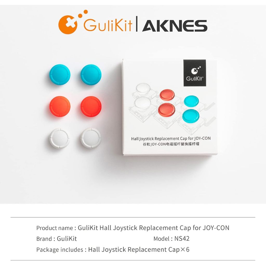 GuliKit NS42 Joystick Thumbstick Replacement Caps Compatible With Switch, OLED & Lite Joycon Hall Jo