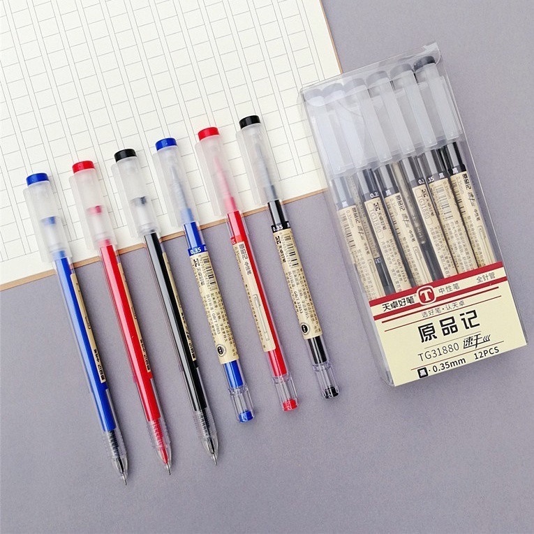 ปากกาเจล 0.35 มม. 0.5 มม. ปากกาหมึกดำสีฟ้าสีแดงปากกาหมึกความจุสูงปากกานักเรียนเครื่องมือเขียนเครื่องเขียน ราคา ถูกที่สุด ดีลบีเคเค แกลเลอรีภาพที่ 5