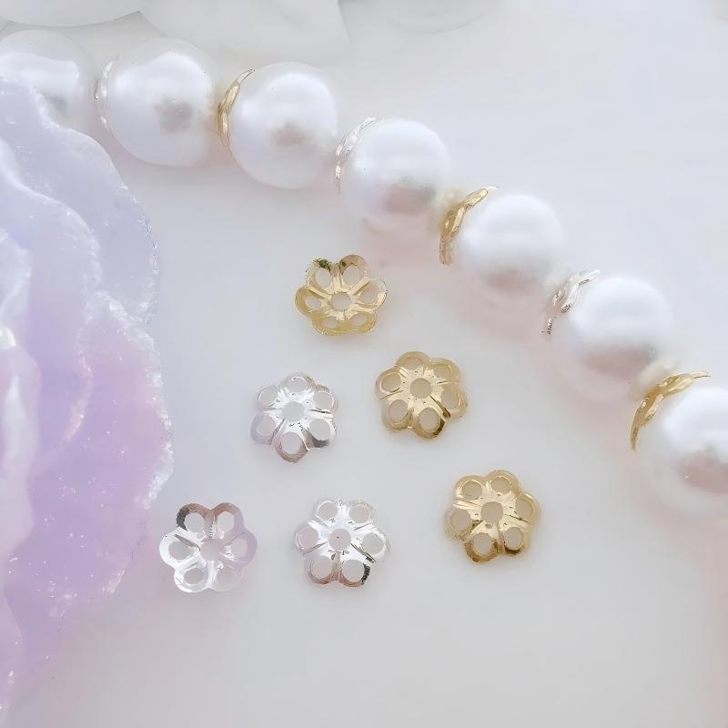 ASS0060 [สีเดียวกว่า 100 ชิ้นฟรี 30 ชิ้น] กระเป๋าหมวกดอกไม้แฮนด์เมด diy Hollow หกกลีบ Receptacle ผู้