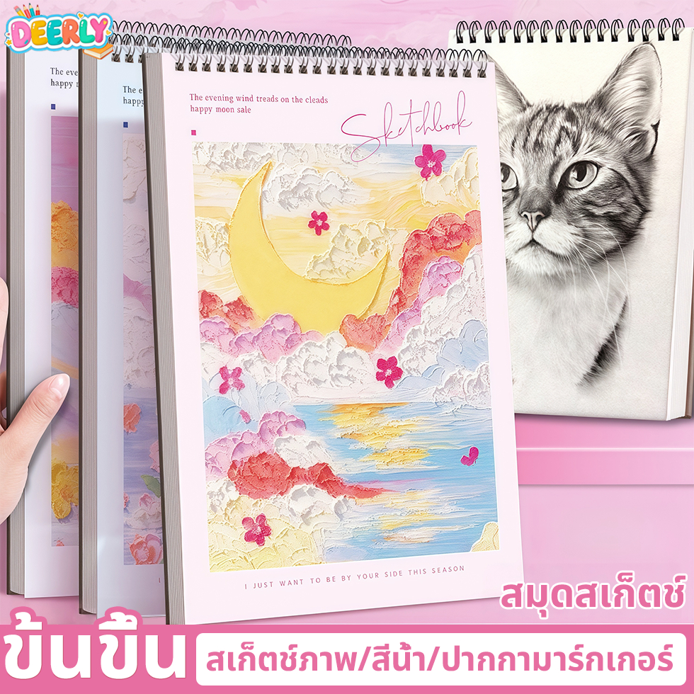 สมุดสเก็ตช์ วาดภาพ ไม่มีเส้น ขนาด A4 45 แผ่น พร้อม Coil อุปกรณ์การเรียน Graffiti