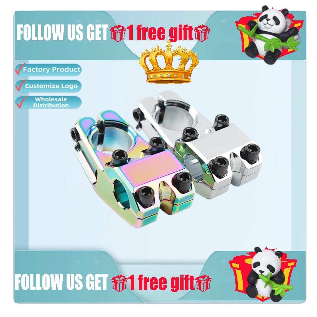 โลหะผสมอลูมิเนียม CNC เต็มรูปแบบ 6061 BMX BIKE Stem สีดํา/โครเมี่ยม/สายรุ้ง Toploaded 50 มม.