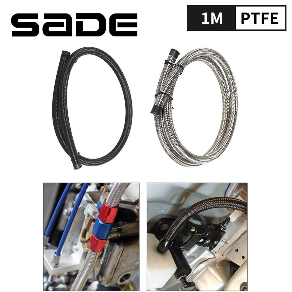 SADE 1M PTFE ท่อน้ํามัน AN4-AN12 สแตนเลส Universal End การใช้ท่อถักสายแก๊สท่อ Turbo Oil Cooler ความดันหลอดอะไหล่รถยนต์