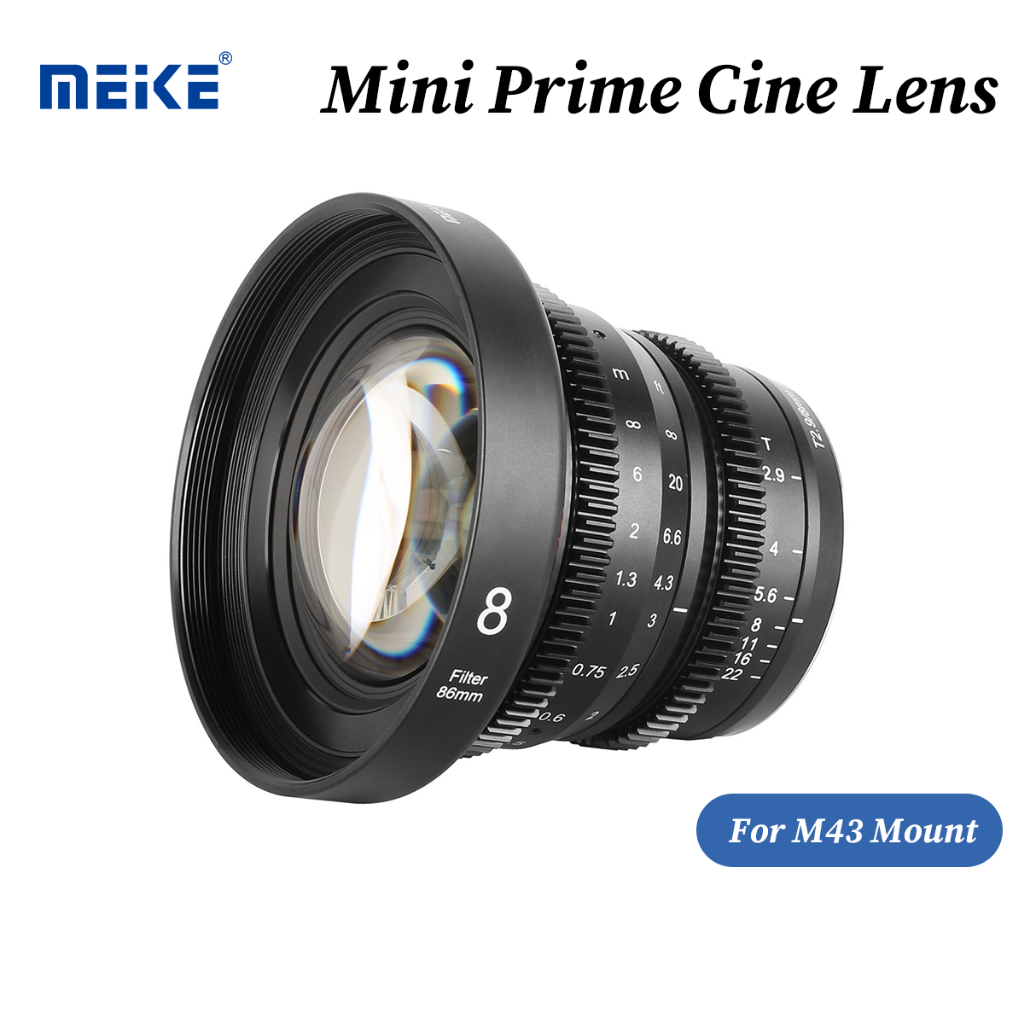 Meike 8mm T2.9/10/12/16/25/35/50/65/85mm T2.2 รูรับแสงกว้าง MF เลนส์ซีนีปรाइม์ขนาดเล็ก 4K สำหรับ M43