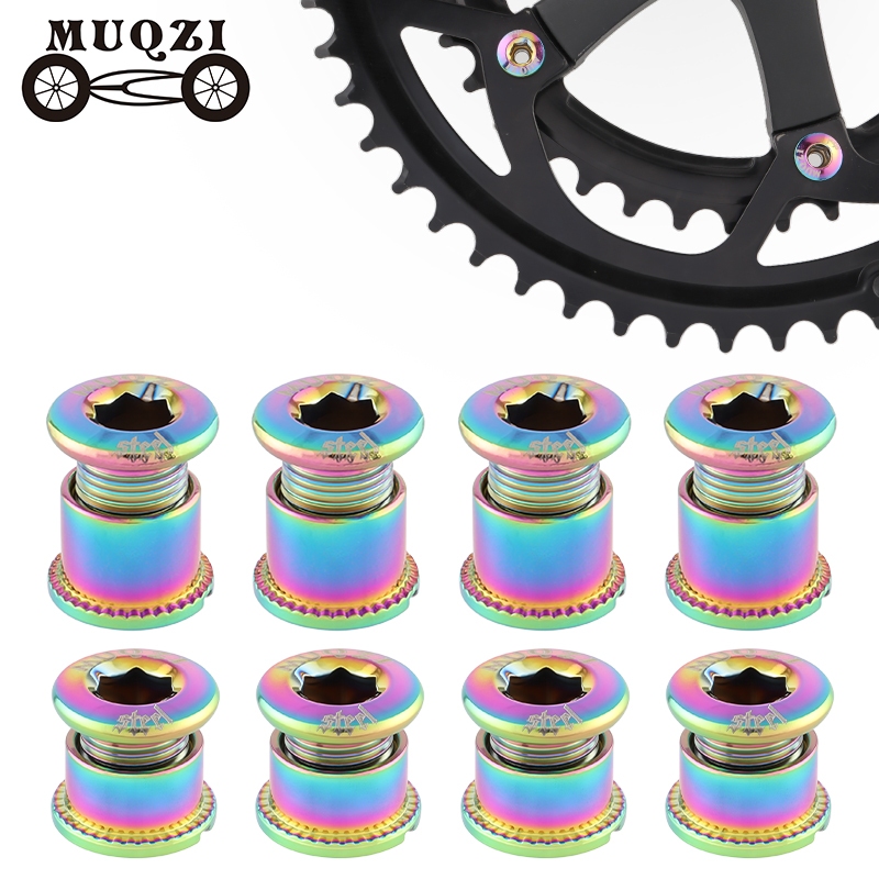 MUQZI 4/5 ชิ้นจักรยาน Chainwheel สกรูเดี่ยวคู่สาม Disc Crank สกรู MTB จักรยานเสือหมอบ Crankset Nut Chainring Bolts