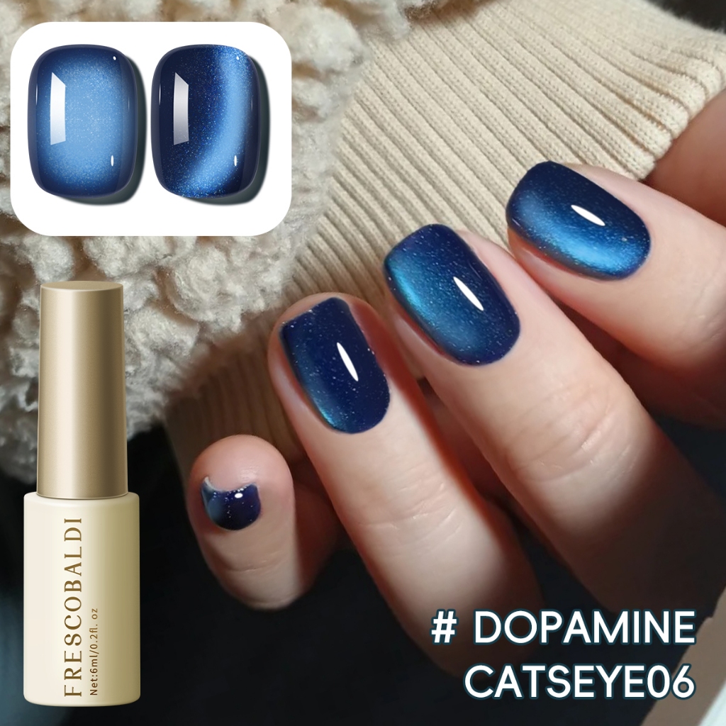 FRESCOBALDI แฟชั่นสไตล์ใหม่ Dark Blue Cat Eye Gel ยาทาเล็บเหมาะสําหรับร้านทําเล็บและบ้าน DIY