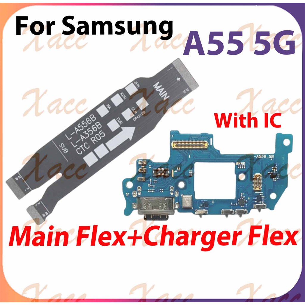 สําหรับ Samsung Galaxy A55 5G A556 SM-A556 ชาร์จพอร์ต Flex สาย USB Dock Connector เมนบอร์ดโทรศัพท์เปลี่ยนชิ้นส่วนติดตั้ง