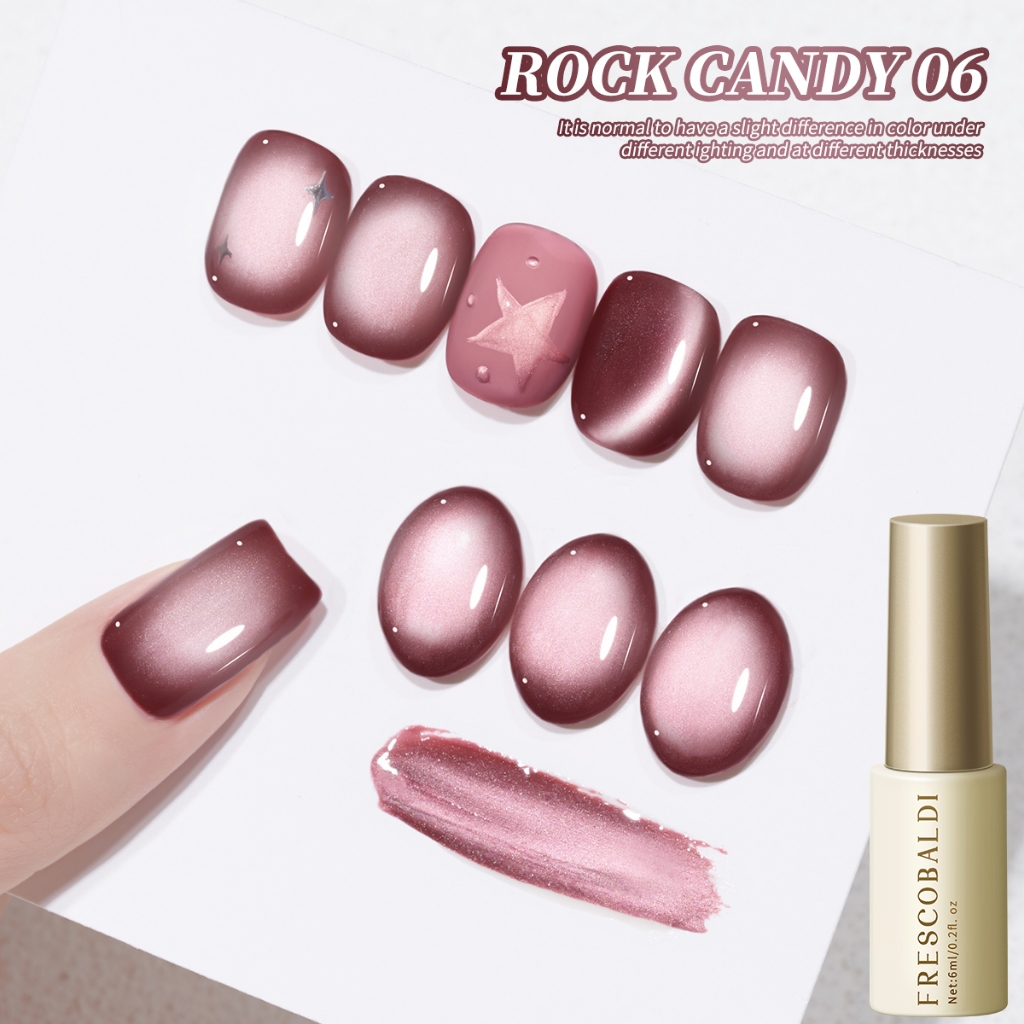 FRESCOBALDI 6ml สไตล์ใหม่ Dark Pink Cat Eye Gel ยาทาเล็บ Long-Lasting Gloss เหมาะสําหรับร้านทําเล็บและใช้ครอบครัว