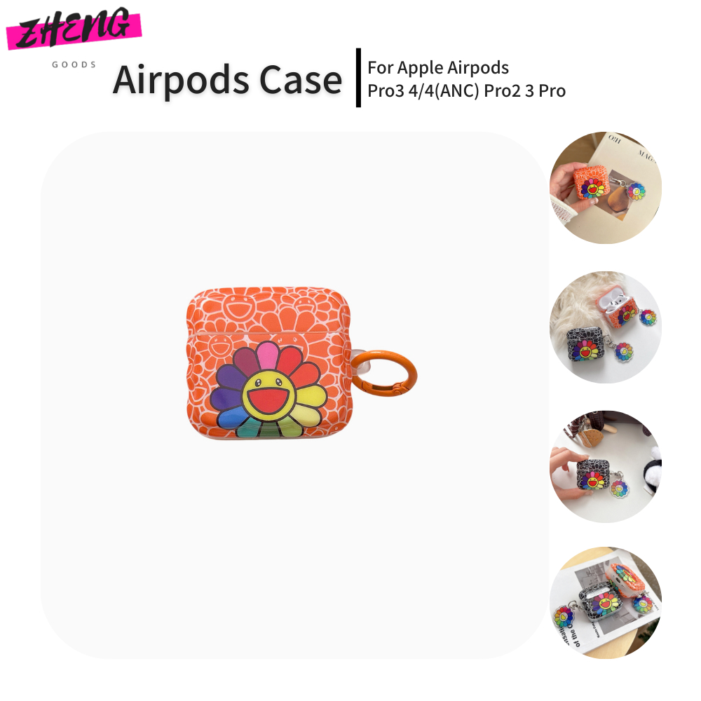 Takashi Murakami ดอกทานตะวันสีส้มสําหรับ Airpods Pro3 กรณีกันกระแทกหูฟังสําหรับ AirPods Pro3 4 (ANC)