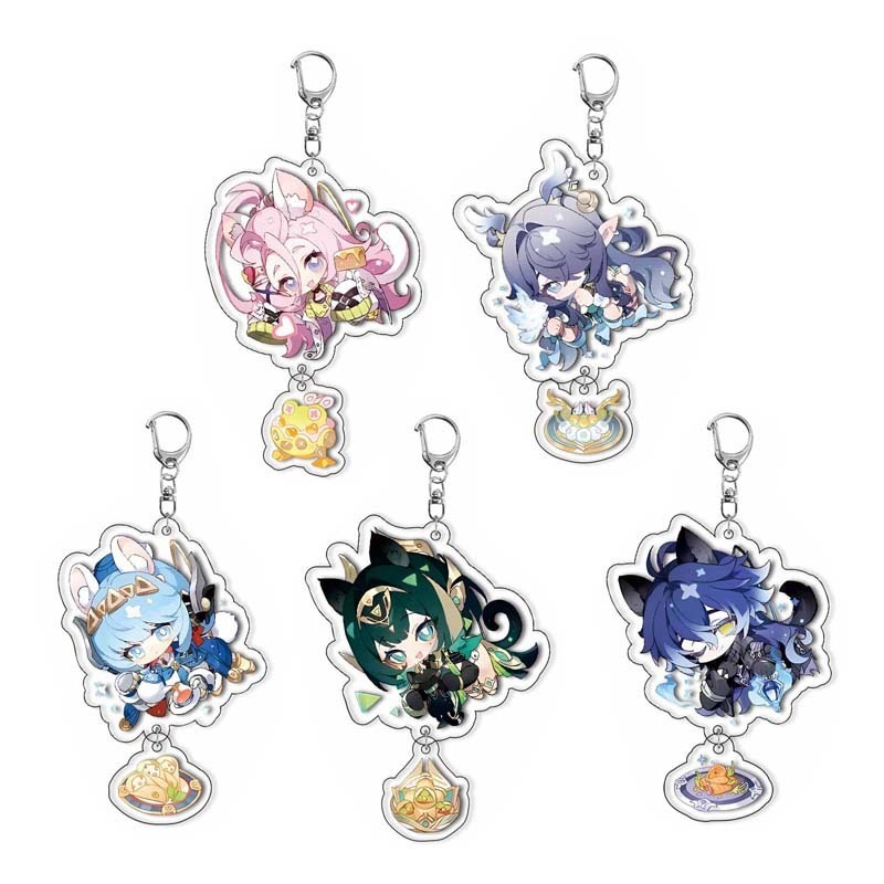 เกม Genshin impact Flins Aino Lauma Nefer Ineffa อะคริลิคพวงกุญแจ Key Chain จี้พวงกุญแจของขวัญคอลเลก