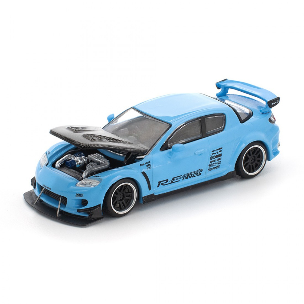 ป๊อปเรซ ราคา640270 1/64 MAZDA RX-8 RE-AMEMIYA LIGHT BLUE รถโมเดลขนาดDiecast