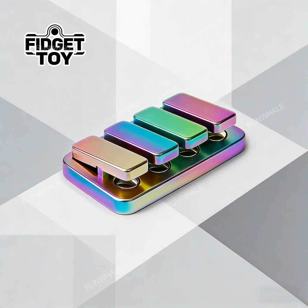 1PC สี่เหลี่ยมผืนผ้า Fidget กด Seesaw โลหะ Mini Push Card ของเล่นแบบพกพาแม่เหล็ก Papa เหรียญ Decompression Handle ความเครียด Reliever ของเล่น