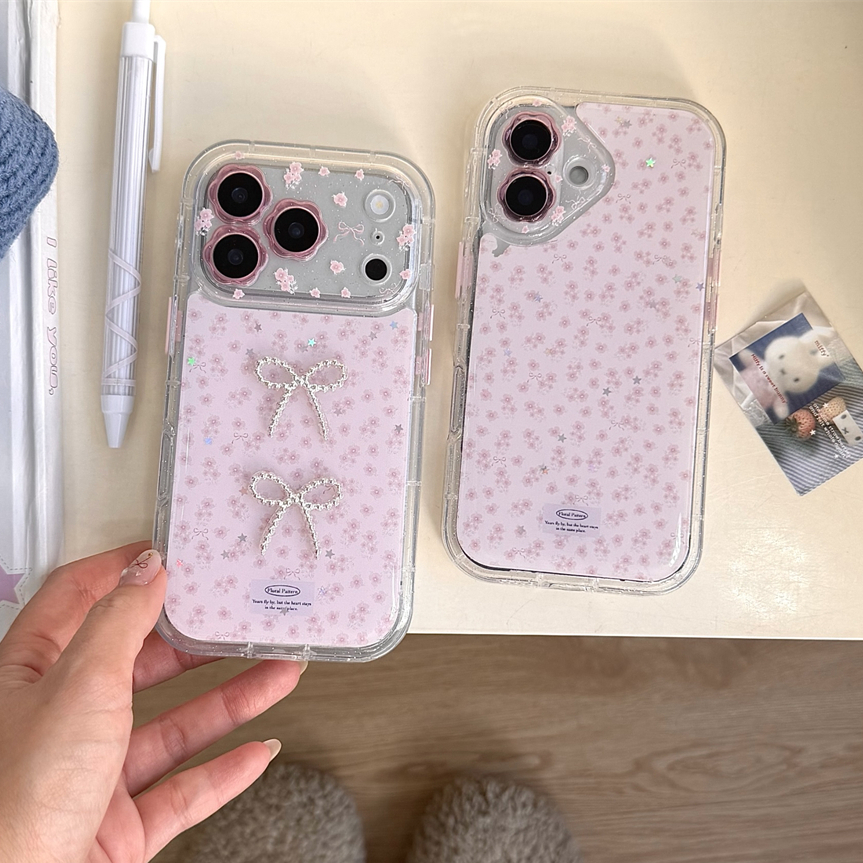 สําหรับIphone Case 17 Pro Max 16 Pro Max 15 Pro Max 14 Pro Maxเคสโทรศัพท์ลายดอกไม้สีชมพู