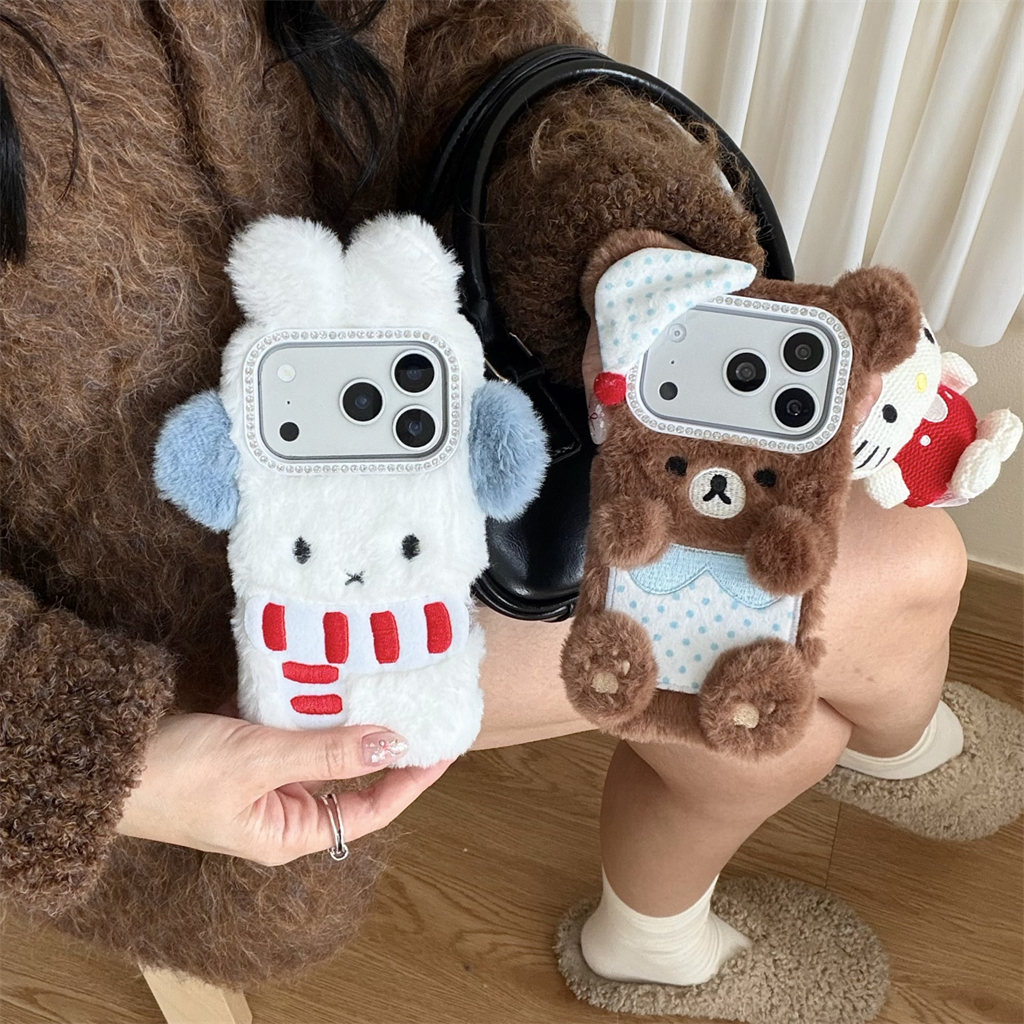 สําหรับIphone Case 17 Pro Max 16 Pro Max 15 Pro Max 14 Pro Maxคู่ชุดนอนตุ๊กตาหมีเคสโทรศัพท์