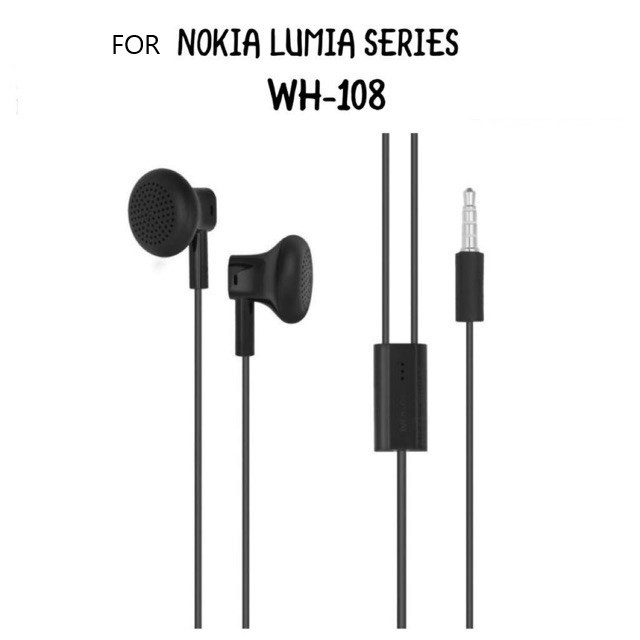 หูฟัง WH-108 ชุดหูฟังสเตอริโอ 3.5 มม.หูฟังแบบมีสายไมค์สําหรับ Nokia