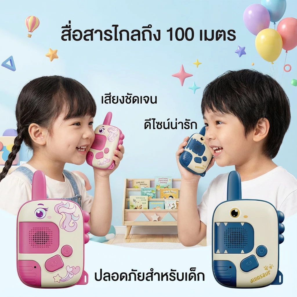 วิทยุสื่อสารเด็ก กันน้ำ ระยะ 1 กม. สำหรับเด็ก 3 ขวบขึ้นไป