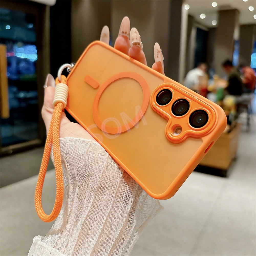 SAMSUNG สายรัดข้อมือแม่เหล็กสําหรับSamsung Galaxy A17 A16 A26 A36 A37 A56 A57 5G Matteโปร่งแสงพร้อมเชือกมือกันกระแทก