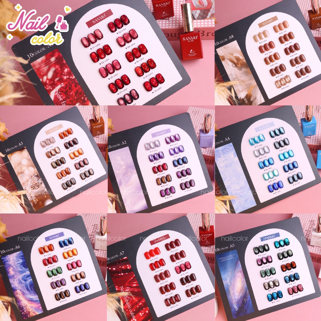 ตัวเลือกต่างๆ🇹🇭🇹🇭 SANMO ชุดแต่งเล็บตาแมวผ้าไหม 10 สี (ฟรีกระดานสี) ลูกปัดแก้วตาแมวตาแมวหลากสีกาวทาเล็บตาแมวผ้าไหมซาตินสีแดงคาราเมลตาแมวสีฟ้ากาวตาแมวสีม่วง