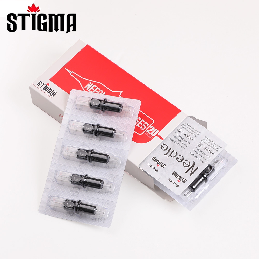 SIGMA 20 ชิ้น/กล่อง #12(0.35 มม.) Professional เข็มสักทิ้งฆ่าเชื้อ Cartrige ใหม่สีดําเชลล์ถาวรแต่งหน้าซัพพลาย RL/RS/RM/M1