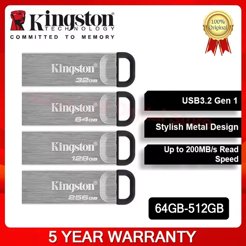 ของแท้ Original Kingston 1TB เพนไดรฟ์ DataTraveler Kyson USB แฟลชไดร์ฟ 128GB 256GB 512GB USB 3.2 Fla