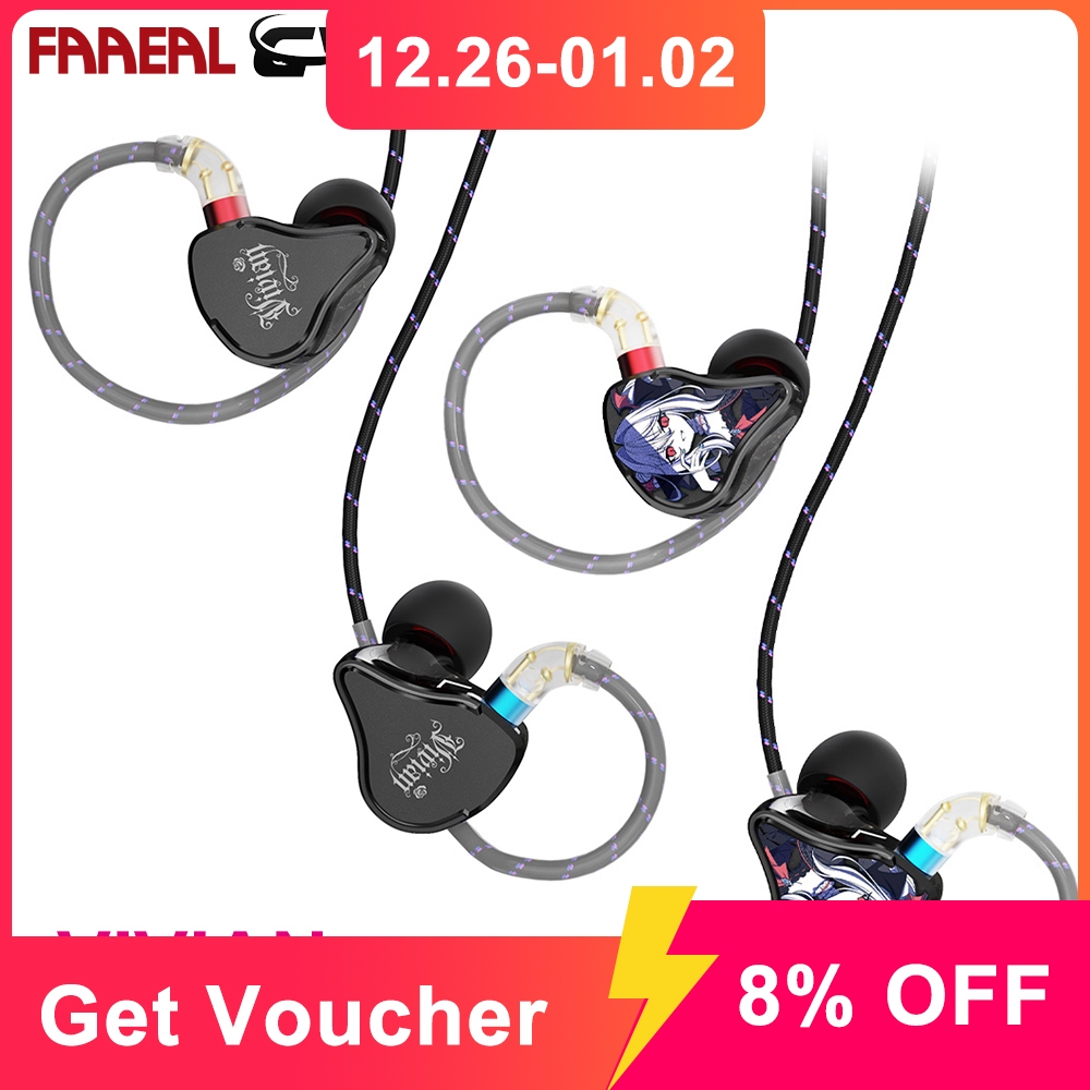 FAAEAL CVJ Vivian Music ชุดหูฟัง Dual-Magnet Dual-Chamber เทคโนโลยี HiFi คุณภาพเสียงหูฟังแบบมีสาย 10