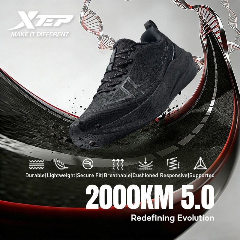 XTEP 2000KM 5.0 รองเท้าวิ่งผู้ชายกันกระแทก Rebound Shock Absorption น้ําหนักเบา Stable ผู้หญิงกีฬารอ
