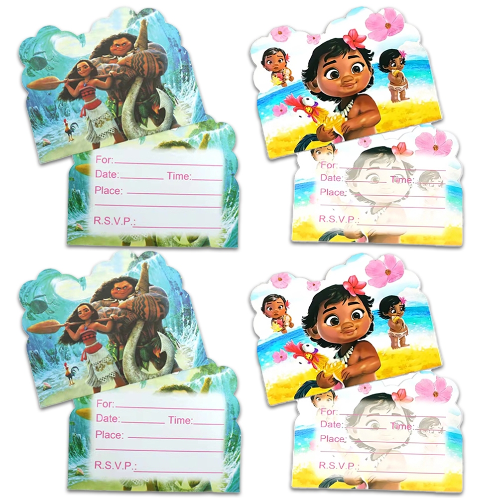 10/30 ชิ้น Moana วันเกิดการ์ด, Moana Party ตกแต่ง,Moana Party supplies,Moana Friends การ์ดเชิญ