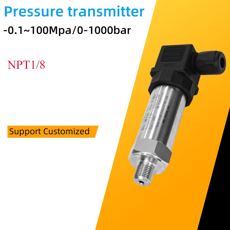 NPT1/8 เครื่องส่งสัญญาณความดัน 10bar 20bar 100bar น้ํามันน้ําไฮดรอลิกเซ็นเซอร์ความดัน 4-20mA 24VDC
