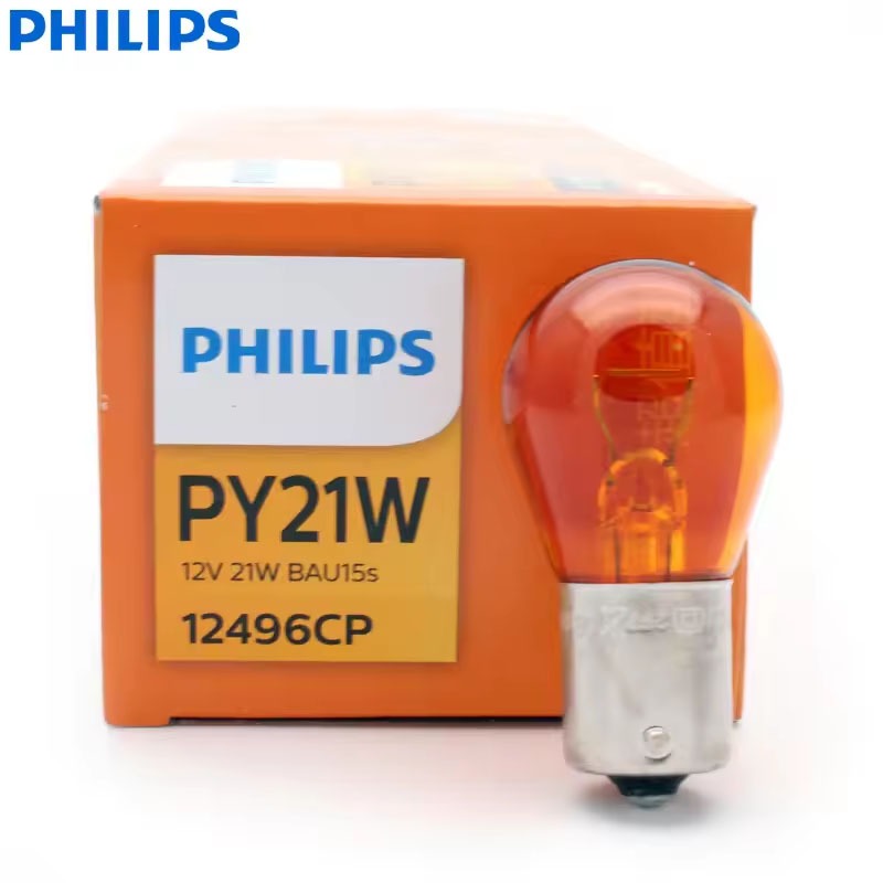 Philips Vision PY21W S25 BAU15s 12496CP Amber สีมาตรฐานไฟเลี้ยวโคมไฟที่จอดรถไฟหยุด 10 ชิ้น