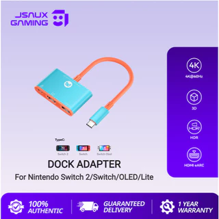 JSAUX Dock Adapter for Switch 2/Switch/OLED สําหรับสวิตช์ 2 Docking Station 3-in-1 USB Type C อะแดปเตอร์ HDMI สําหรับ Nintendo Switch 1/ 2/พอร์ตชาร์จ OLED สําหรับแล็ปท็อปแท็บเล็ต-CV0087 & CV0086&CV0088