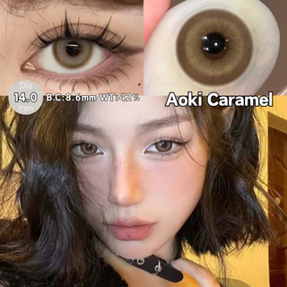 คอลแทคเลนส์ 【องศา -0.00 ~ -4.00】UYAAI คอนแทคเลนส์ ตาโต คอนแทคเลนส์สีน้ําตาล Aoki Series 14~14.5 มม 2 ชิ้น