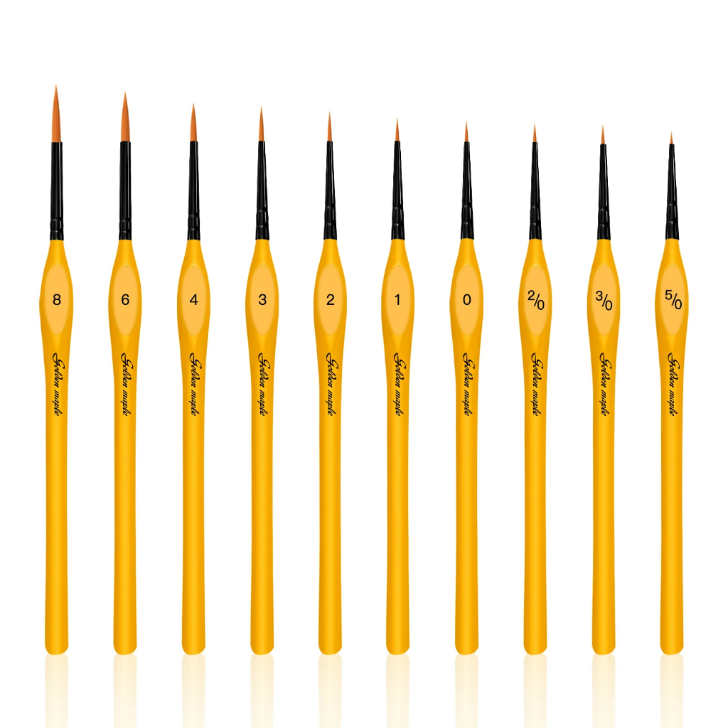 Golden Maple 10ชิ้นไนล่อนสามเหลี่ยมขนาดเล็กรายละเอียดแปรงชุด,อะคริลิเม็ดสีแปรง,เหมาะสําหรับเล็บ,ศิลปะจิตรกรรม,น้ํามัน,ไข่จิตรกรรม,ตัวเลขวาแฮมเมอร์,
