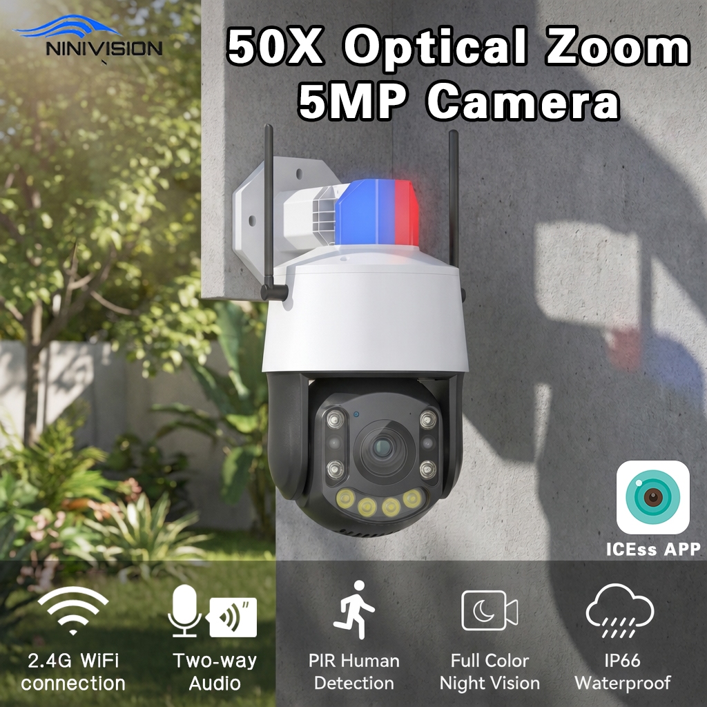 50X ซูมแสง 5MP PTZ กล้องรักษาความปลอดภัยกลางแจ้งกันน้ํา Wifi PTZ กล้อง IP สี Night Vision กล้องวงจรป
