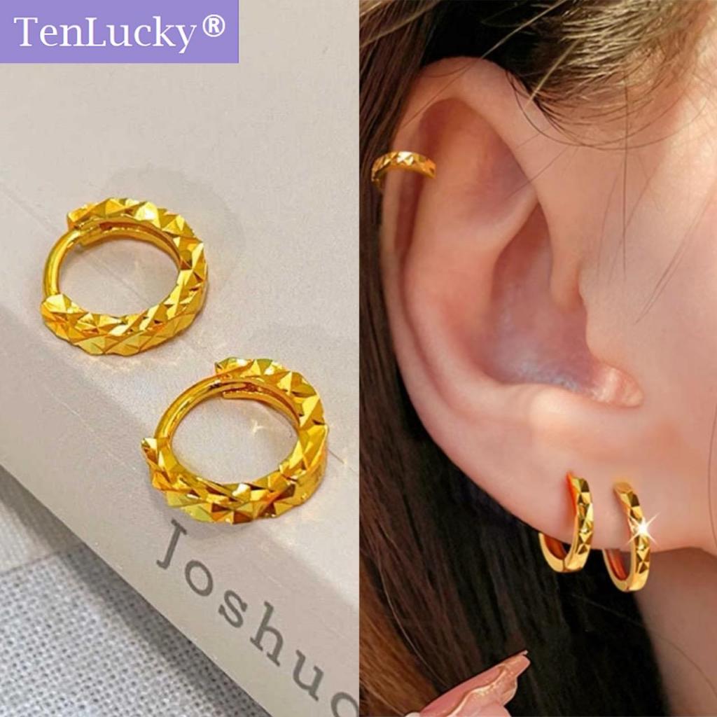 TenLucky ต่างหูน้ําแข็งผู้หญิงแฟชั่น 916 ต่างหูทองสําหรับผู้หญิงของขวัญ
