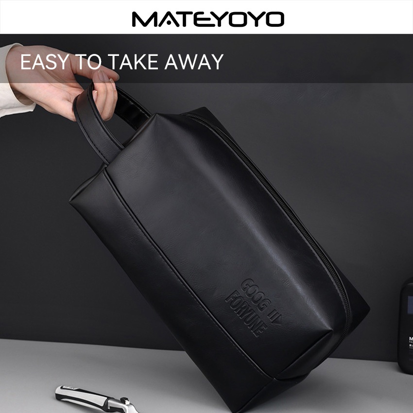 MATEYOYO กระเป๋าเครื่องสําอาง PU กระเป๋าความจุขนาดใหญ่กระเป๋าแต่งหน้ากระเป๋าถือขนาดใหญ่ความจุกระเป๋าเครื่องสําอางกระเป๋าล้าง - รูปที่ 3