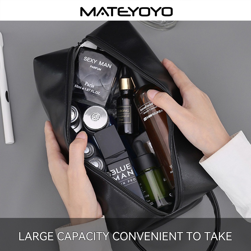 MATEYOYO กระเป๋าเครื่องสําอาง PU กระเป๋าความจุขนาดใหญ่กระเป๋าแต่งหน้ากระเป๋าถือขนาดใหญ่ความจุกระเป๋าเครื่องสําอางกระเป๋าล้าง - รูปที่ 2