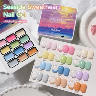 XEIJAYI Island Sweetheart Series 12 สีชุดสี Macaron เหมาะสําหรับร้านทําเล็บและครอบครัว DIY