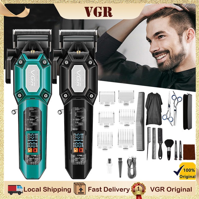 VGR vgr600 ปัตตาเลี่ยนตัดผม มาพร้อมกับกันขอบ ทิมเมอร์ ฟันเซรามิค มีจอบอก%แบต 7000รอบ