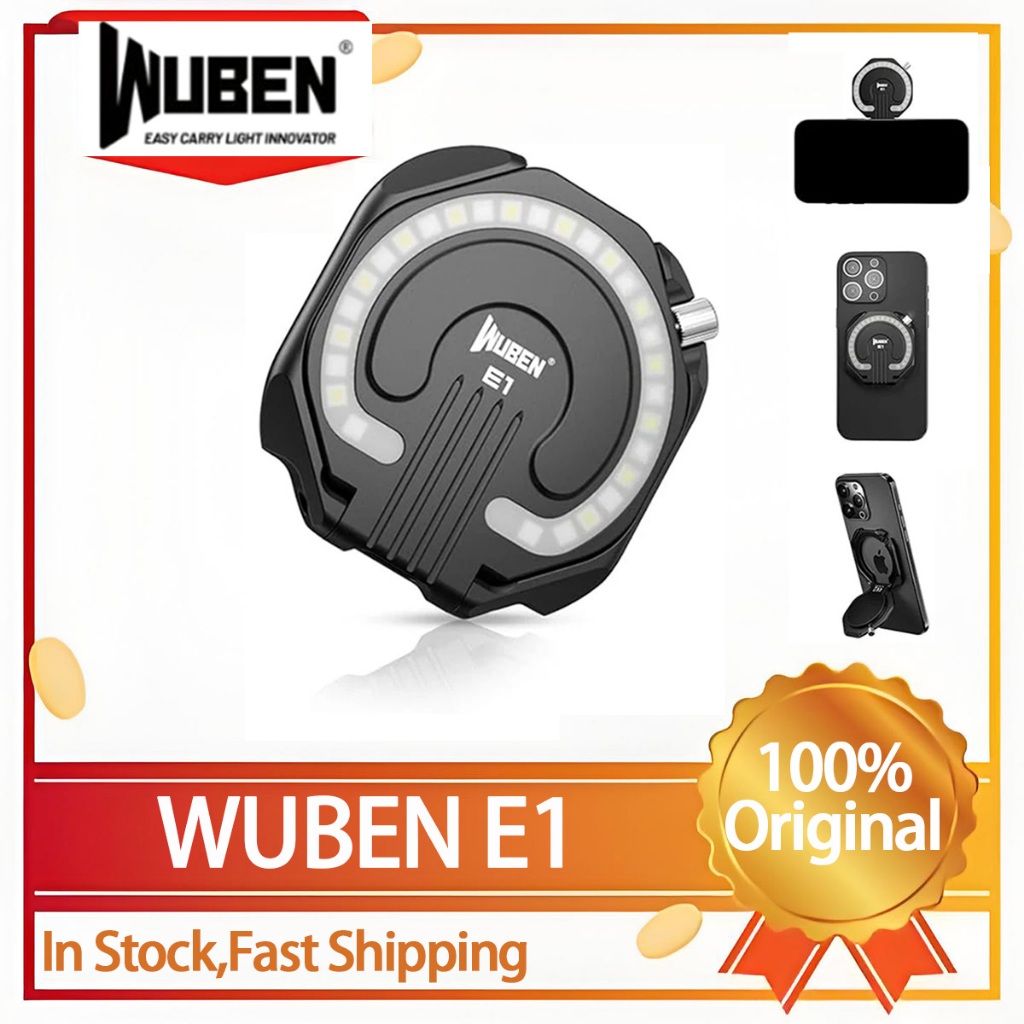 WUBEN E1 EDC ไฟฉายขนาดเล็ก, ไฟเซลฟี่ LED แบบชาร์จไฟได้ 300 ลูเมนสําหรับขาตั้งโทรศัพท์