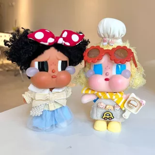 Crybaby ชุดเสื้อผ้าตุ๊กตาฝ้ายขน แฟชั่นสุดน่ารัก ชุดกางเกงยีนส์สายคล้อง POPMART CRYBABY Vacation Mode On Series
